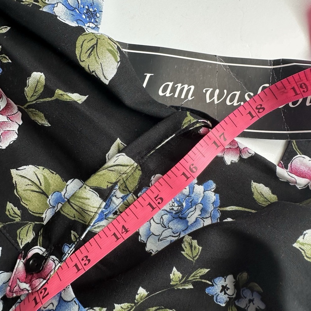Vintage Erika Maxi Dress Women's Small Black Floral Print Tie Waist 90s Mom NWT - Picture 13 of 14